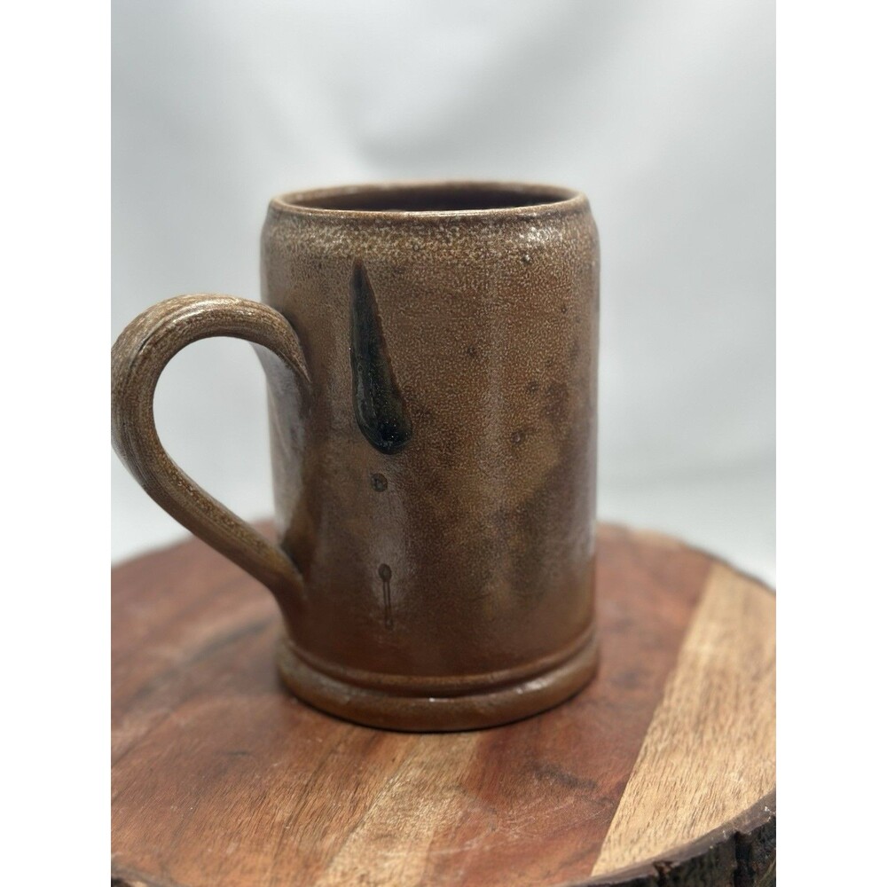 Art Pottery Mug Beer Cocoa Thumb Rest Handled Drop Double Glaze Portugal Stamp